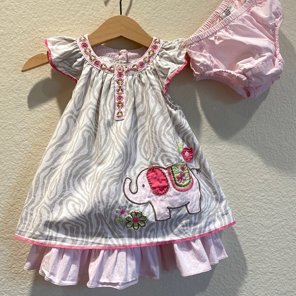 Savannah- Elephant Dress (3-6 months) EUC